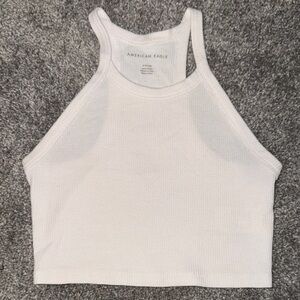 American Eagle Outfitters White Ribbed Crop Top